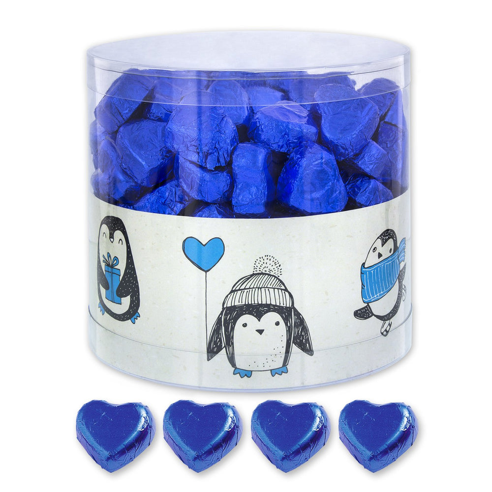 Günthart 150 kék csokoládé szív nugát töltelékkel | Pingvinek nugát krémmel | Blue Chocolate Penguin Hearts | Verseny | Kék csokoládé szívek | Pingvin (1,2 kg)