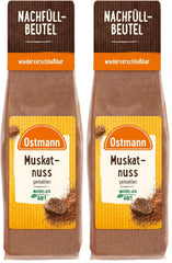 Ostmann Gewürze - Muskatnuss gemahlen | Ideális burgonyaételek ízesítésére Zum Nachfüllen der Streudose | 50 g-os visszazárható zacskó
