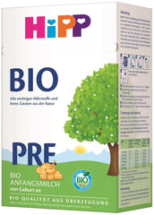 HiPP PRE bio csecsemőtej (4 x 600g), születéstől fogva, csak laktózt tartalmaz szénhidrátként, a legjobb bio minőségű