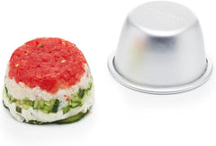 Kitchencraft mini pudingformák eloxált alumínium 7,5 cm-es készlet 4 db ezüst sütőformából és tálcából Naty Shop