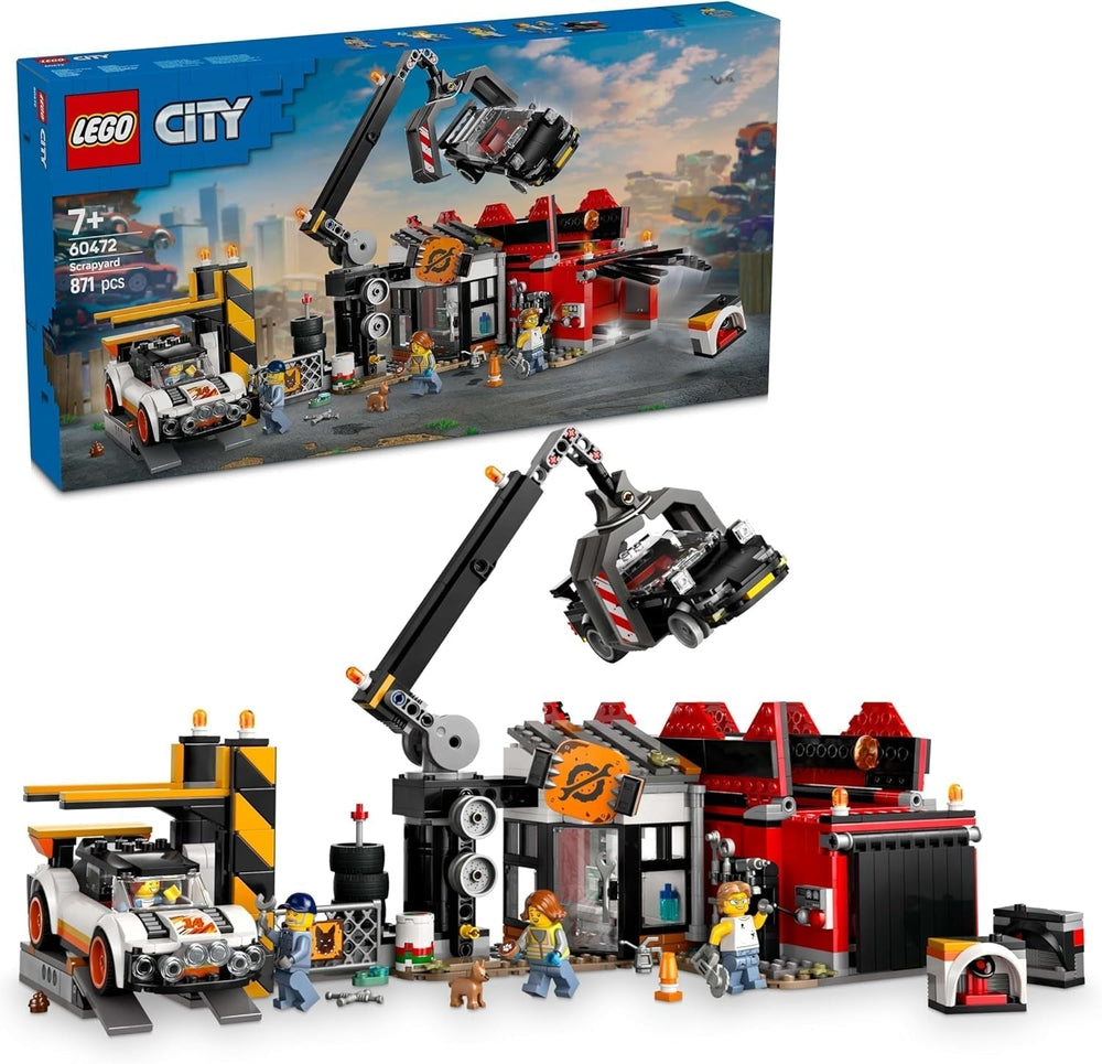 LEGO City roncstelep autókkal - játék roncspréssel és daruval, 2 játékautó, 4 dolgozó minifigura és irodaház - születésnapi ajándékok fiúknak és lányoknak 8 éves kortól 60472 Építőkészletek Beuche den LEGO-Store Alapértelmezett cím