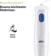 Braun Stabmixer MQ10.001M Multiquick 1 - Extra Leichter Pürierstab Mit Edelstahl-Mixfuß Und Easytwist System, Inkl. 600 Ml Mix- & Messbecher, 450 Watt, Weiß Mama si Copilul Naty Shop
