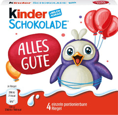 Kinder csokoládé (20 x 50 g) - Valentin-napi ajándék neki és neki, farsangi és mardi gras édességek - töltött tejcsokoládé - 20 csomag, 4 db külön szelet
