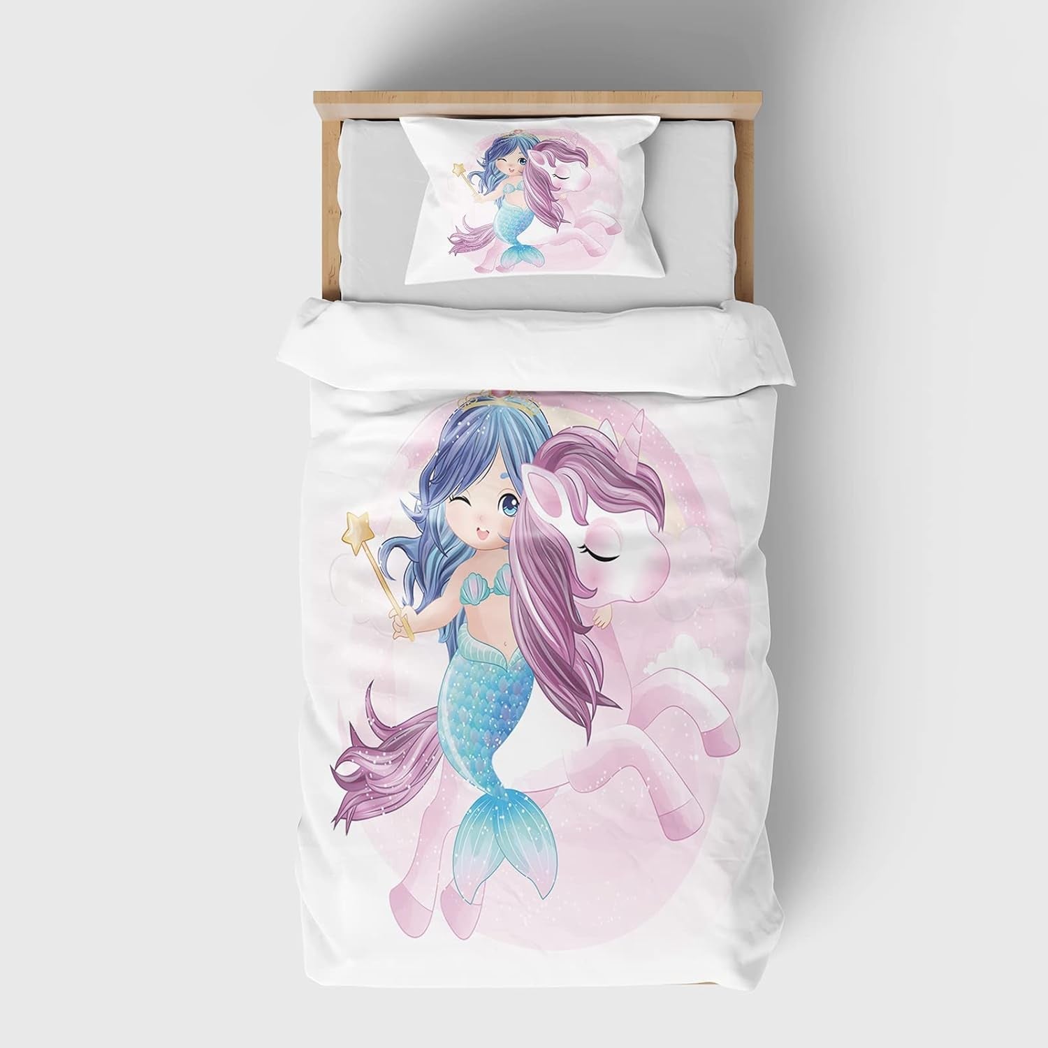 Lenjerie de pat pentru fetite, diverse modele specifice, microfibre din poliester Lenjerie de pat - copii Naty Shop Unicorn A 155X220 Cm