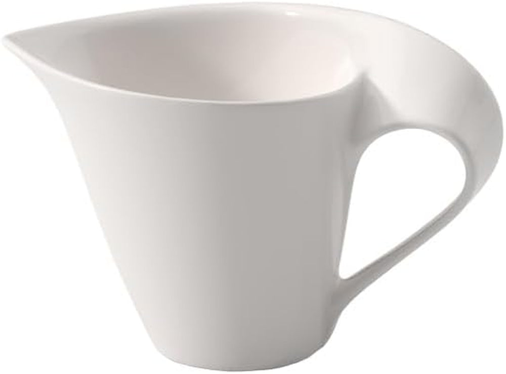 Cană de lapte Villeroy & Boch NewWave, cutie de lapte cu mâner curbat, porțelan premium, potrivită pentru mașina de spălat vase și cuptorul cu microunde, albă, 200 ml