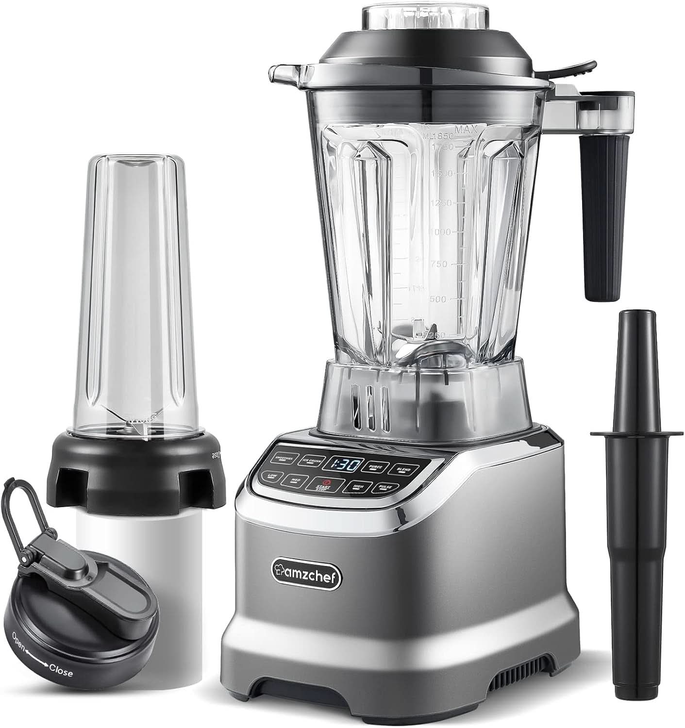 AMZ BOSS Professional Blender cu 8 viteze reglabile | Mixer de 1800W Mama si Copilul Naty Shop Mattes Grau 2000W