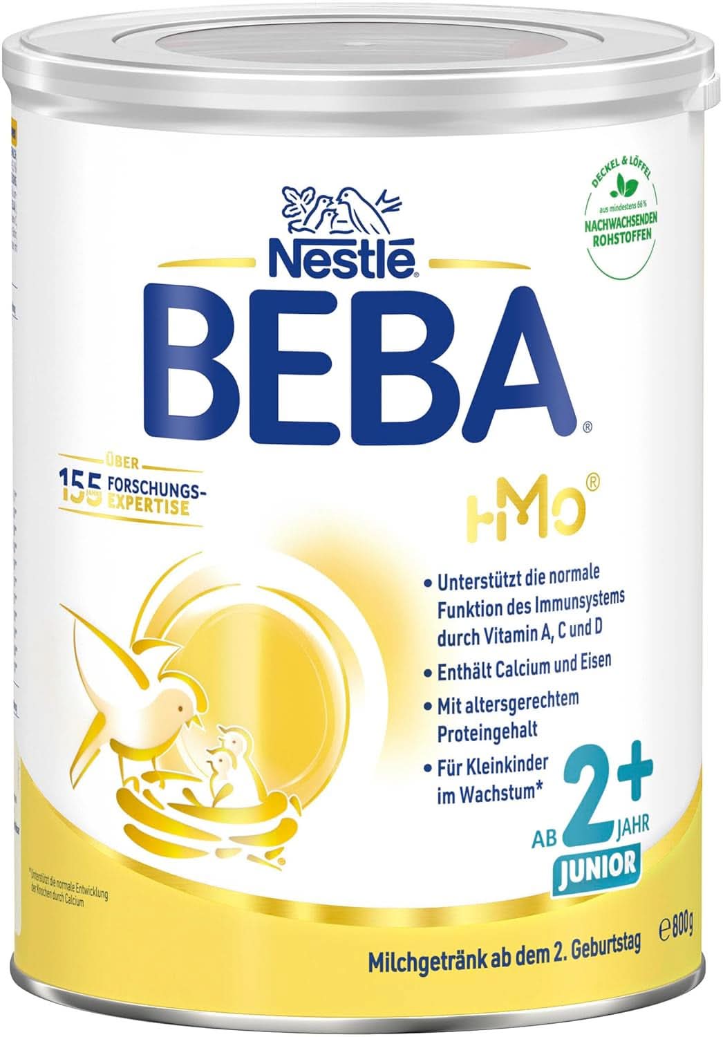 Nestle BEBA Junior 2+, de la a 2-a aniversare, mâncare pentru copii cu HMO 2'-FL, numai lactoză, fără ulei de palmier, pachet 3 (3 x 800 g) Mama si Copilul Naty Shop