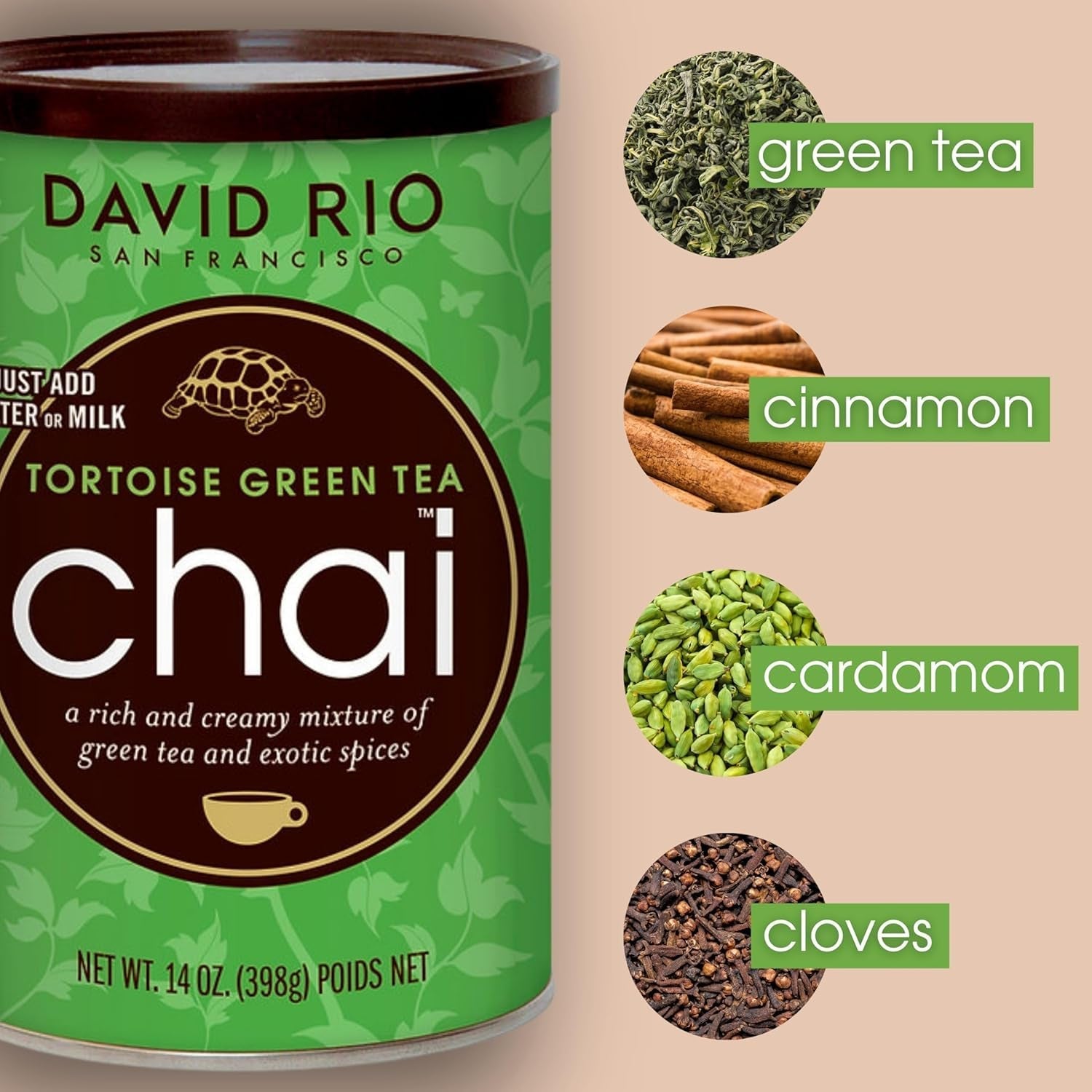 David Rio - Tortoise Green Chai, cutie de carton (1 x 398 g)