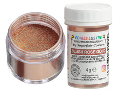 Ehető ételfesték Sugarflair Luster Blush Rose Gold - Étkezési fényes por süteményekhez, muffinokhoz, csokoládéhoz, péksüteményekhez, desszertekhez, fagylalthoz, italokhoz, koktélokhoz és egyebekhez - 4g