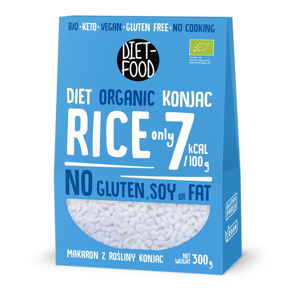 DIÉTAÉTEL Bio Shirataki Konjac Instant Rizs, Alacsony szénhidráttartalmú, Alacsony kalóriatartalmú, Vegán, Zsírmentes, Szójamentes, Gluténmentes, Ketobarát, Karcsúsító, 300 gramm