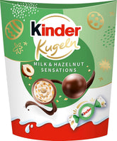 Kinder Milk & Hazelnut Sensations golyók 90g - Tejcsokoládé golyók krémes tejes töltelékkel és mogyoró darabokkal - Húsvéti csokoládé, húsvéti édességek - Húsvéti ajándék és emléktárgy