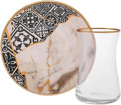 Set de ceai Karaca Aris cu 12 piese pentru 6 persoane - Serviciu rafinat din porțelan pentru o savurare elegantă a ceaiului