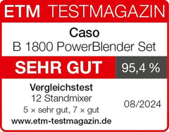 CASO B 1800 Powerblender-Set - Standmixer, 28.000 U/Min, Glasbehälter 1,75 L, Inkl. Trinkflasche Und Zerkleiner, Mixer Testsieger Mit Sehr Gut, Edelstahl Naty Shop