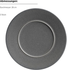 MÄSER Seria Unico, Set de veselă pentru 2 persoane, Atemporal, Elegant, Serviciu de masă din ceramică cu 8 piese, Gresie, Antracit