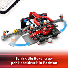 LEGO City F1 Pit Stop Pit Crew-val és Ferrari Flitzerrel - Formel 1 Pit Stop készlet 1 versenyzővel és 4 szerelő minifigurával - Spielzeug Rennauto für Boys und Mädchen ab 6 Jahren - 60443