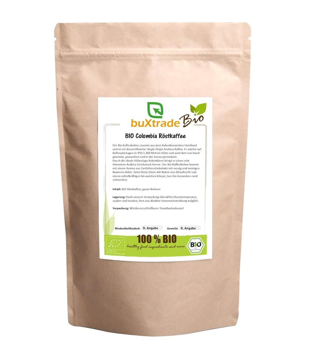 500g | Cafea prăjită organică din Columbia | Cafea | Boabele de cafea | Columbia | Cafea | Buxtrade