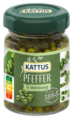 - Grüner Pfeffer Weinbrandban | Ganzer, eingelegter Pfeffer zum Würzen von Saucen | 50 g üvegben