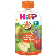 Tasakok HiPP Organic Mango-Passion Fruit körte alma ízben - Nick Rhino (8 x 100g), 1 éves kortól, 100% gyümölcspüré, hozzáadott cukor nélkül, vegán, legjobb bio minőség