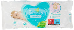 Pampers Sensitive nedves törlőkendők, 80 db Baby Wet Wipes Naty Shop