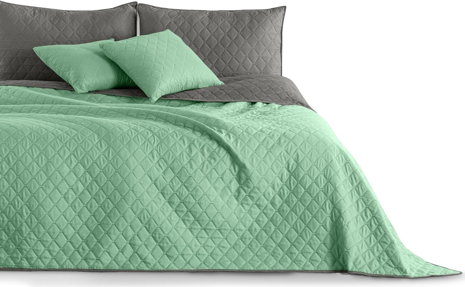 Decoking Cuvertură de pat 200 X 220 Cm Grafit Antracit Gri Argint Cuvertură de pat cu două fețe ușor de întreținut Axel Paturi si Cuverturi Besuche den DecoKing-Store Axel Mint Steel 200 X 220 Cm