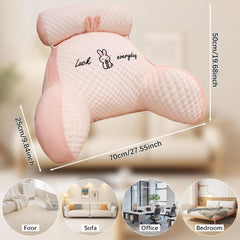Pernă de citit, pernă de pat, pernă de spate extra mare pentru adulți 70x50cm pentru citit cu rolă detașabilă pentru gât și braț de susținere, pernă de citit confortabilă pentru pat și canapea (roz, extra mare)
