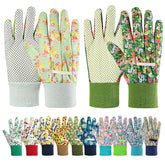 Handschuhe Für Garten, 2Er Set Gartenhandschuhe, Antirutschbeschichtung Arbeitshandschuhe, Einheitsgröße Arbeitshandschuhe Mit Pvc-Punkten Und Reißfester Canvas-Stulpe Zum Pflanz & Gartenarbeit