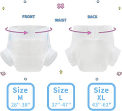 CutiePlusU felnőtt pelenkák, száraz felület, maximális nedvszívó képesség éjszaka, eldobható inkontinencia pelenka - kék, rózsaszín, fehér, 3 csomag (közepes 71-96 cm)