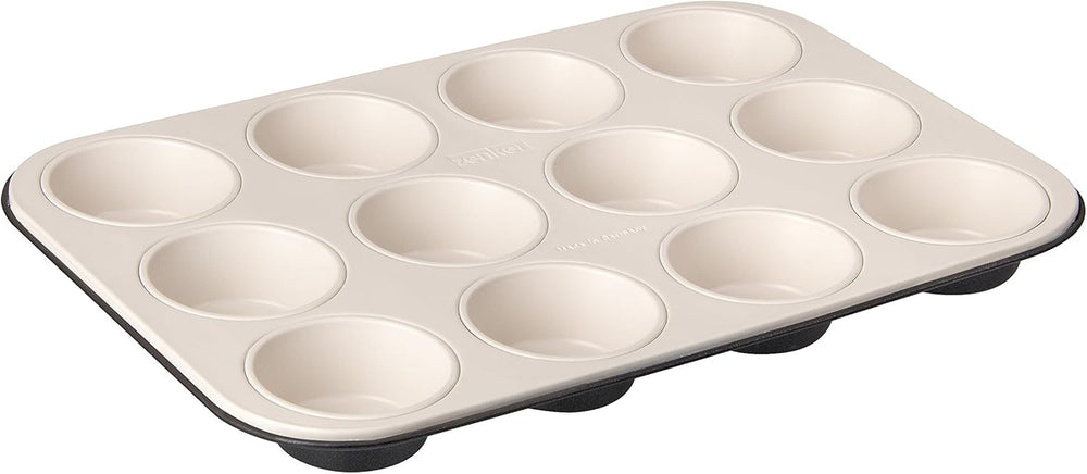 Zenker 12 muffin, átmérő Ø 7 cm CREME NOIR, Tepsi muffinokhoz tapadásmentes bevonattal, kerámiával megerősítve Formák és tepsiek Naty Shop