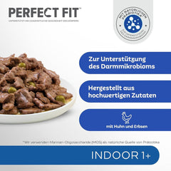 Pliculețe PERFECT FIT™ pentru pisici, pentru interior, cu pui, 12 x 85 g