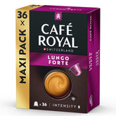 Café Royal Lungo Forte – Nespresso®-kompatible Kaffeekapseln, 100 % Arabica, würzig, dunkle Röstung, Intensität 8/12, Rainforest Alliance, 36 Kapseln