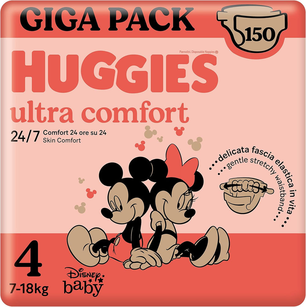 Huggies Ultra Comfort pelenkák, 4-es méret (7-18 kg), Disney Design, Value Pack, 150 db