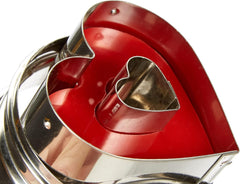 Städter 966353 Formă de biscuiți cu ejector, în formă de inimă, oțel inoxidabil, diametru 4,8 cm, argintiu/roșu, 4,8 x 4,8 x 4,8 cm