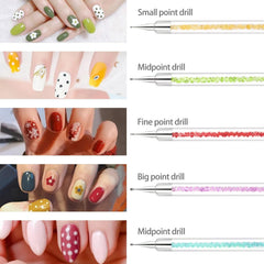 Sularpek 5 Stück Nagel Pinsel, Nageldesign Pinsel, Dotting Tool, Nail Art Liner Pinsel, Nagelverlängerung Gelpinsel, Nagelbürste Für Punktierungen, Zeichnen, Für DIY Nail Art Design