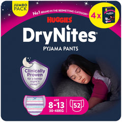 Huggies DryNites éjszakai ágybavizes pelenkák 13 és kb. 8-13 év közötti fiúknak (30-48 kg) 33 részes (3x11) Jumbo havi csomag XL pelenka bugyi Vazba fürdőtermékek