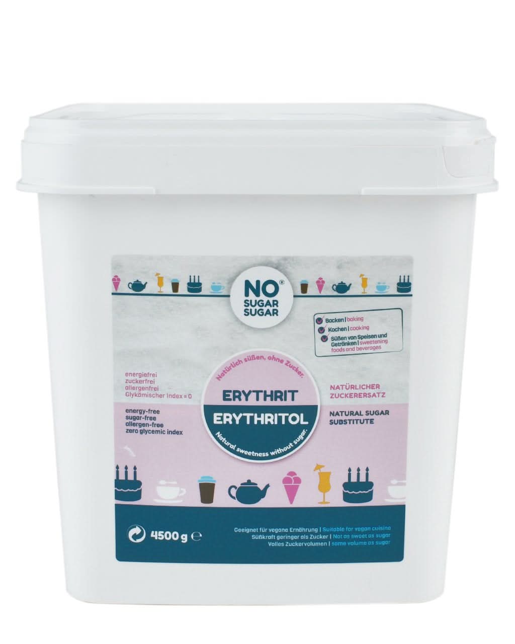 No Sugar, Erythritol natural fără calorii, utilizabil ca înlocuitor de zahăr, 4,5 Kg Indulcitori Naty Shop 4,5 Kg
