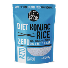 DIÉTA-ÉTEL Instant Shirataki Konjac rizs, alacsony szénhidráttartalmú, alacsony kalóriatartalmú, vegán, zsírmentes, szójamentes, gluténmentes, ketobarát, karcsúsító rizstészta, 200 gramm