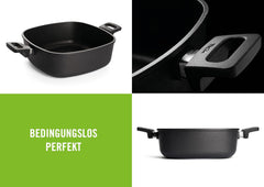 Woll Nowo Titanium Guss-Kasserole Viereckig - Induktiv -, 28 X 28 cm, 10 cm Hoch, 6,0 liter, Mit 2 Seitengriffen - Geeignet Für Alle Herdarten, Alumínium, Backofenfest, Schwarz Formák és tálcák sütéshez Naty Shop