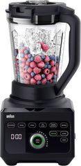 Braun Hochleistungsmixer Powerblend 9 JB9040 – Standmixer Mit Glas-Mixkrug, 18 Mixprogram, 10 Geschwindigkeiten + Pulsefunktion, Heiße Suppen Funktion, Reinigungsprogramm, Stampfer, 1600 W, Schwarz Kitchen Naty
