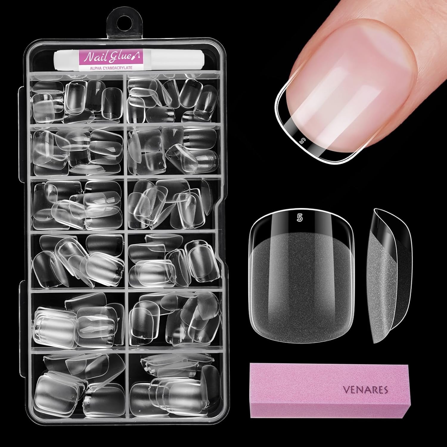 Unghii scurte cu acoperire completă, 120 bucăți, vârfuri de unghii scurte cu formă de migdale, gel moale, vârfuri de unghii scurte cu formă de migdale, 12 dimensiuni, vârfuri de unghii scurte preformate semi-mate pentru unghii cu gel