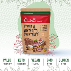 Stevia + Eritrit 1:3 édesítőszer, 1G = 3G cukor, 850 gramm édesítőszer Naty Shop