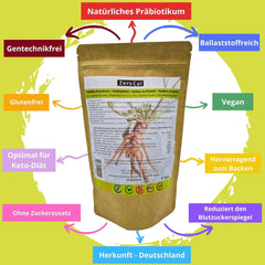 Zerocal - Inulin Pulver Aus Der Chicorée-Wurzel 500 G | Inulin Mit Hohem Ballaststoffgehalt |100% Vegan Und Glutenfrei |Herkunft Deutschland Indulcitori Naty Shop