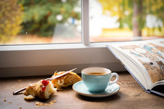 Creatable, 34042, seria Vintage Nature Aqua, set de veselă cu 8 piese pentru 4 persoane, set de cești de cafea din porțelan, potrivit pentru mașina de spălat vase și cuptorul cu microunde, fabricat în Europa