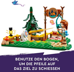 LEGO Friends íjászat az Adventure Camp Kids Kalandtáborban építőjáték íjjal és nyíllal, 2 figurával és egy mosogatóval, 6 év feletti lányoknak és fiúknak 42622 építőkészletek Besuche den LEGO-Store