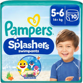 Pampers 5-6 méretű Splashers Baby Shark limitált kiadás, 10 csomagos eldobható úszópelenka a biztonságos vízvédelem érdekében