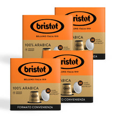 Bristot, 100% Kaffee Arabica – 120 Kapseln kompatibel mit Nespresso – Kaffeemischung aus Mittelamerika und Brasilien, Schokolade und Trockenfrüchtenoten – 4 Packungen pro 30 Kapseln
