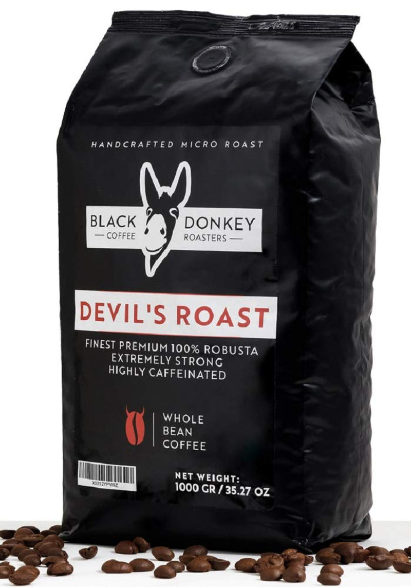 PRĂJIRE DIAVOLULUI | Boabe de cafea 1KG | Cafea extrem de tare | Cafea cu conținut ridicat de cafeină | Robusta premium de la