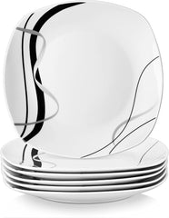 Set de farfurii din porțelan VEWEET FIONA pentru 6 persoane, Ø 24,7 cm, include farfurii pentru desert, farfurii pentru paste, farfurii pentru tort și farfurii pentru micul dejun, potrivit pentru cuptorul cu microunde și mașina de spălat vase