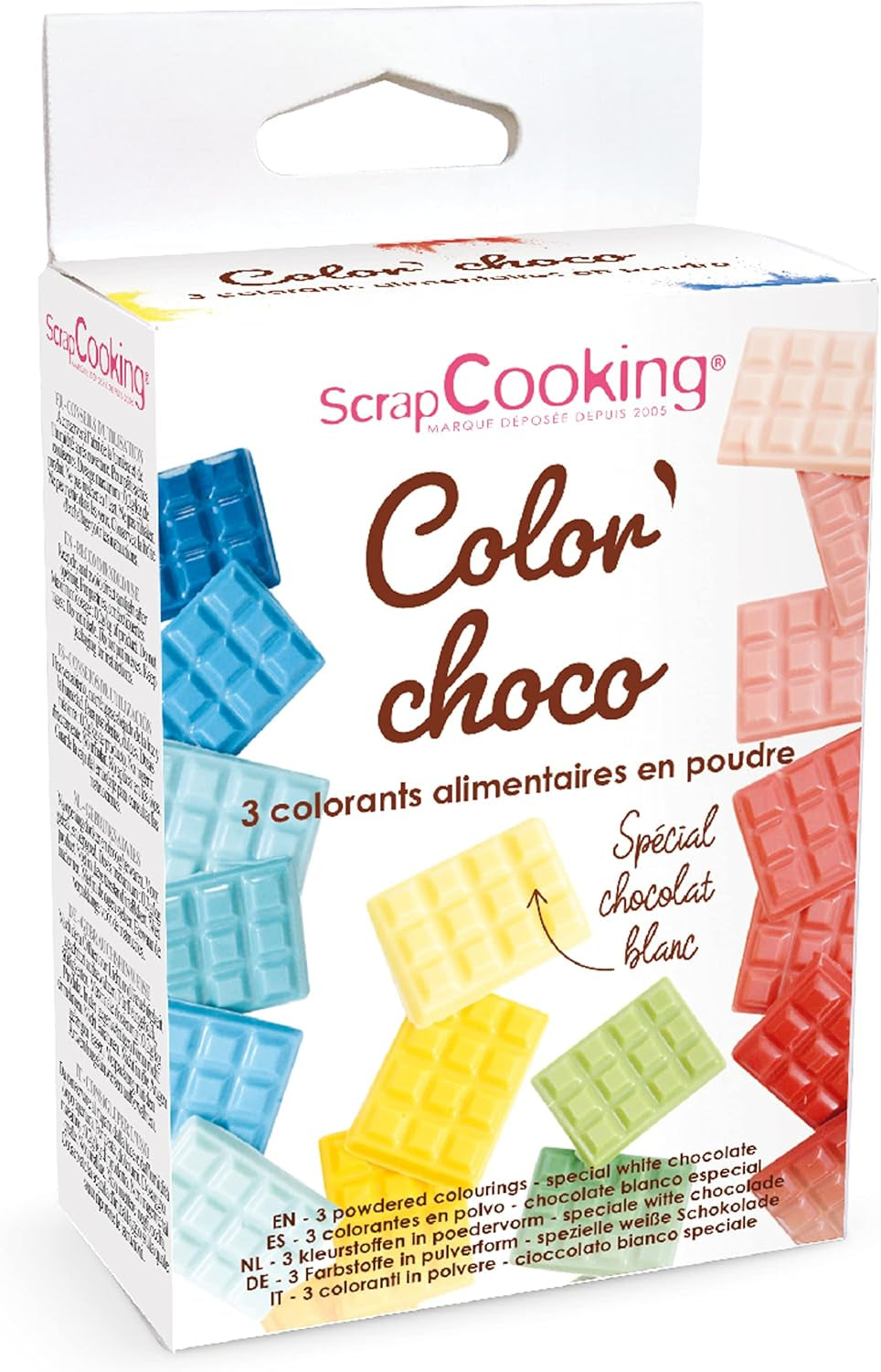 Vopsea pudră solubilă în ulei Scrap Cooking 4012, roșu, albastru și galben, greutate 15 g, 3 bucăți, colorată