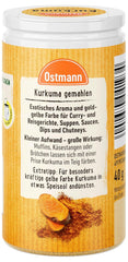 Ostmann Gewürze - Kurkuma gemahlen | Perfektes Gewürz für Curry- und Reisgerichte | Verleiht Gerichte eine goldgelbe Farbe | Természetes összetevők | 40 g Der Streudose-ban