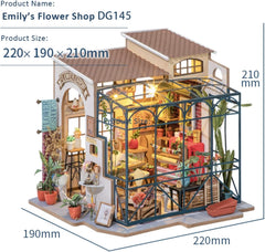 Robotime DG145 Rolife Emily's Flower Shop Miniatűr babaház Fából, fémből, szövetből és kartonból, Méretek: 22 X 15 X 17 cm, Naty Shop babaházak